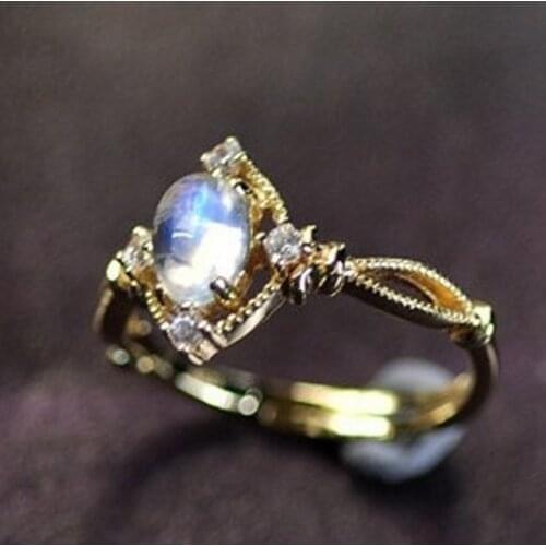New Moonstone Ring for Female 100% real 925 Silver Ring Stylish Moonstone Ring Womens Ring