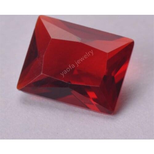 Wholesale 2x3~13x18mm Rectangle Shape Cut Glass Stone Dark Red Garnet Color Loose Synthetic Glass Gems Beads For Jewelry