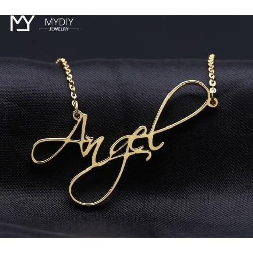 Cursive Handwriting Stainless Steel For Women necklaces Custom Name Necklace Personalized Nameplate Word Pendants Couple Gift