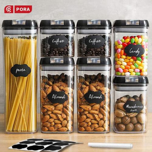Plastic Food Storage Containers Kitchen Boxs Canister Set with Lid Refrigerator Transparent Sealed Can Cereal Bulk Jar Organizer