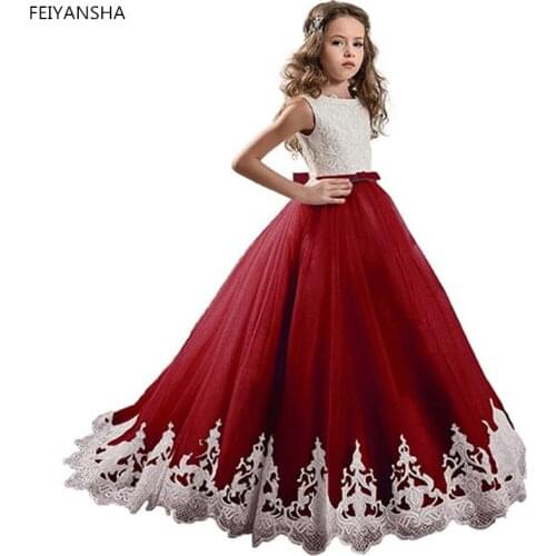 Flower Girl Dresses First Birthday Communion Prom Gown Baby girl Gold Dress for Christening Childrens Clothes Party 10T