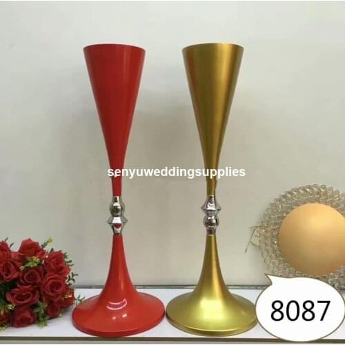 12pcs ）Wholesale new products arrivals gorgeous red mental wedding candelabra flower stand table centerpieces for decor sen1538