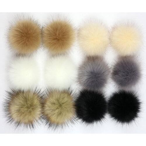 12pcs 8cm False Hairball Hat Ball Pompoms Fake Fox Fur Hats Ball Pom Pom With Rubber Band DIY Handmade Clothing Hat Accessories