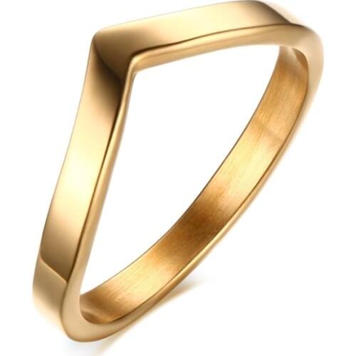 Simple Chevron V Shape Ring For Party 316L Stainless Steel Fashion Jewelry Rings For Women