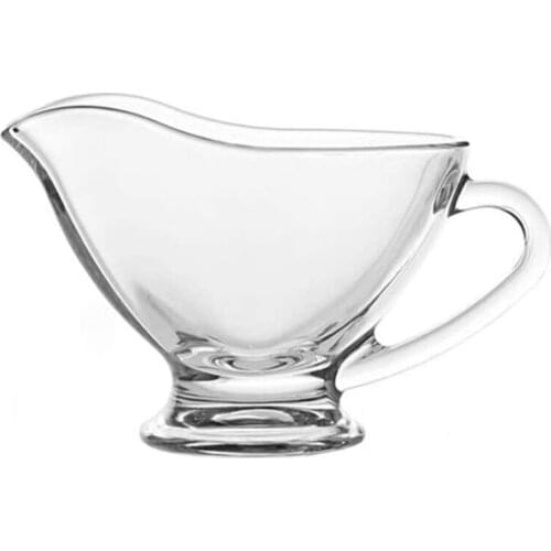 Clear Glass Gravy Boat Sauce Boat Seasoning Saucer Jug Western Tableware for Salad Dressings Creamer Dessert Cup 2Pcs