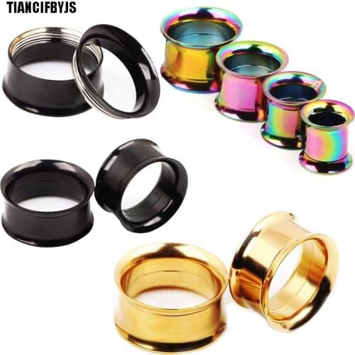TIANCIFBYJS Flared Internally Thread Screw Ear Plug Gauges Steel Body Jewelry Earring Expanders Stretching Piercing 72pcs 5-20mm