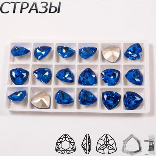 CTPA3bI Sapphire Trilliant Glass Rhinestones With Claw Decorative DIY Crafts Sewing Stones Jewels Beads For Dance Dress Gym Suit