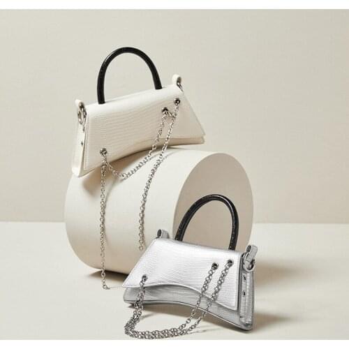 FIRMRANCH Trapezoid Flap Metal Chain Tassel Design High-Quality Lizard Genuine Leather Ladies Handbag Shoulder Crossbody Bag