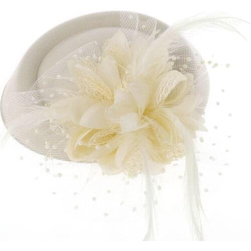 Fascinator Hats Headband Womens Feather Flower Brides Hair Accessories Wedding