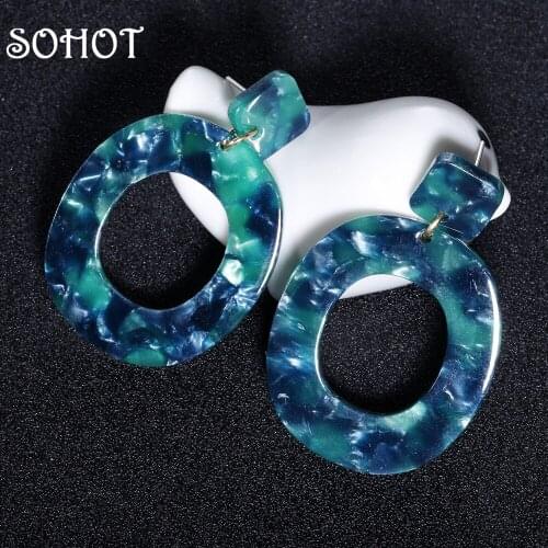 SOHOT New Tide OL Style Geometric Acrylic Women Drop Earrings Trendy Hollow Colorful Long Hot Sale Jewelry Bijoux For Party Gift