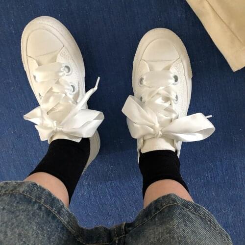 Japanese Style Solid White Flats Shoes Women Soft-soled Casual Canvas Womens Shoes Lace-up Vulcanized Sneackers Sport Loafers