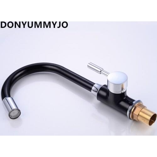 DONYUMMYJOLED 1pc Kitchen Faucet Hot And Cold Sinks Dishwasher Copper Black Or White Rotating Household Glowing Sink Faucet Tap