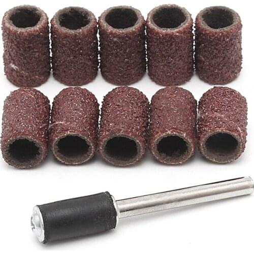 10Pcs 6mm Grit 80# Sanding Bands +3.17mm Mandrel Rotary Tool Nail Drill Bits