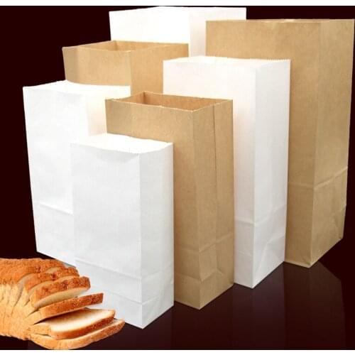 100pcs/lot-17*9*5cm Blank Kraft Paper Bags Sandwich Bread Food Takeout Bags Wedding Party Favour Gift Bags 7 sizes options
