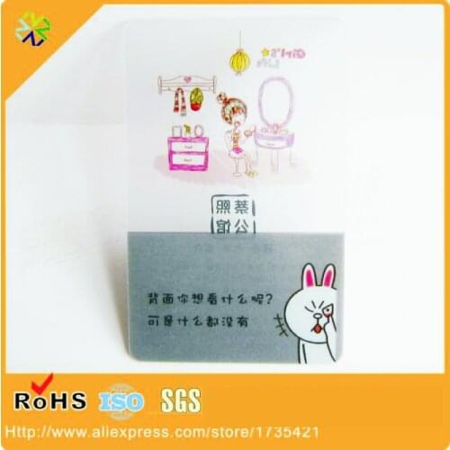1000pcs/lot)85.5*54*0.38mm one side full color printing thin transparent plastic cards/plastic transparent business cards