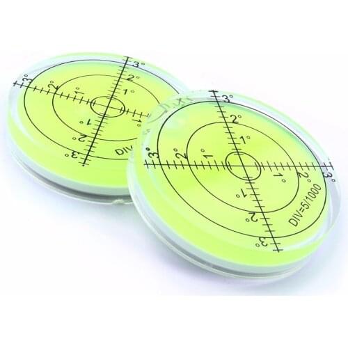 2Pcs High Precision Spirit Level Bubble Diameter 60mm Round Green Bullseye Bubble Level for Angle Measurement Instrument Tool