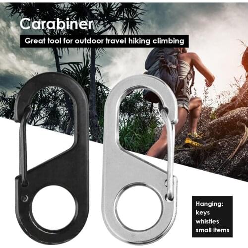 8 Shape Carabiner Key Chain Ring Outdoor Climb Hanger Buckle Snap Hook Clip for Outdoor Travel Hiking SilverClimbing Accessories