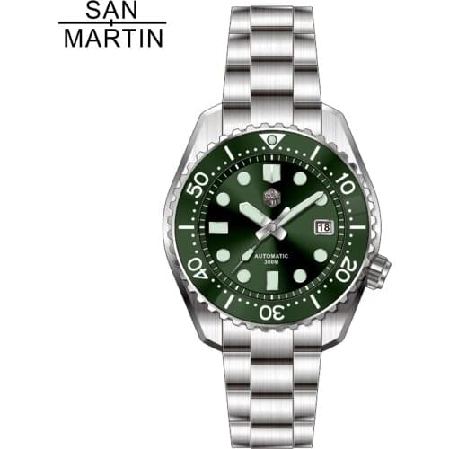 San Martin 2021 Newest SN086G Automatic Men Watches Sapphire Crystal 300m Waterproof Stainless Steel Mechanical Dress Dive Watch