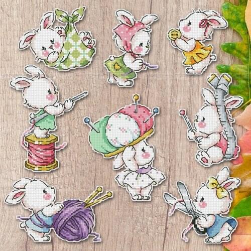Rabbit Decoration Home Decor Homfun Craft Christmas Cross Stich Set Counted DIY Cross Stitch Kits Fridge Refridgerator Magnets