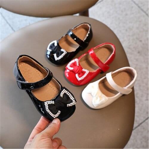 Spring Kids Girls Shoes Autumn Children Girls Flat Pearl PU Leather Shoes Kids Baby Princess Shoes
