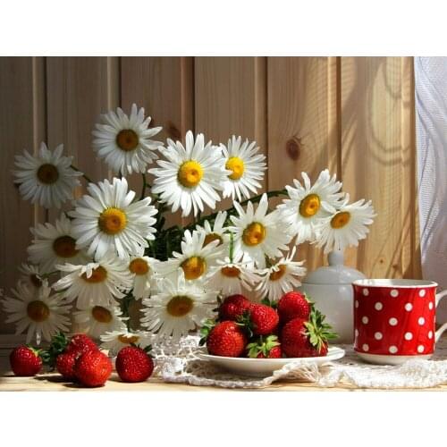 JMINE Div 5D Daisy Flower cup wood Full Diamond Painting cross stitch kits art High Quality Scenic 3D paint by diamonds