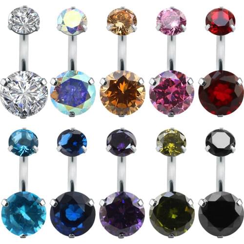 Crystal Belly Button Rings Navel Ring Zircon Barbell Drop Dangle Body Piercing Nombril Ombligo Body Jewelry for Women Men