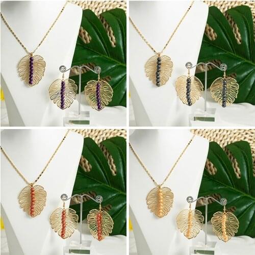 Hawaiian New Stud Fashion Jewelry Sets Colorful Pearl Gold Polynesian Pendant Necklaces Earring Set Wholesale for Women