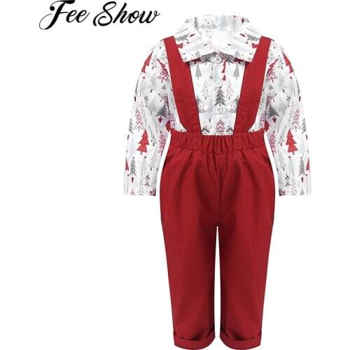 Baby Girls Clothes Set Christmas 2020 New Years Costume Toddler Kids Christmas Tree Blouse and Suspender Pants Children Outfit