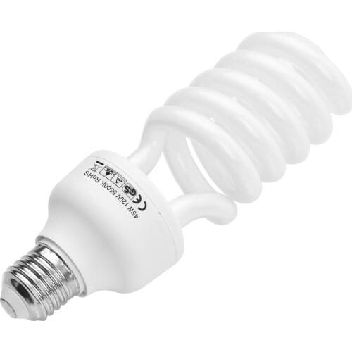 110V/120V Spiral Fluorescent Light Bulb 45W 5500K Daylight E27 Socket Energy Saving for Studio Photography Video Lighting