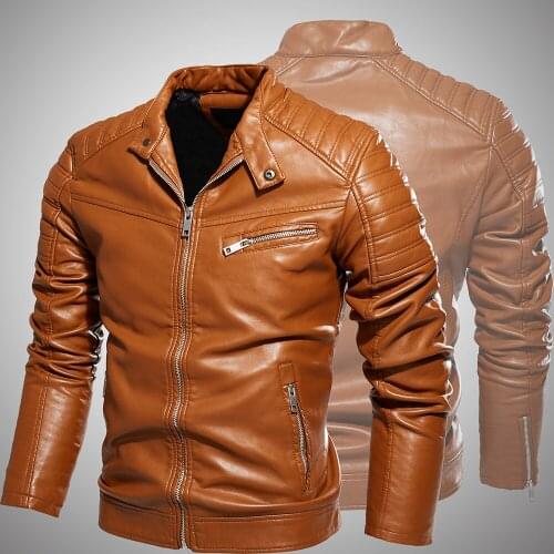 Men Motorcycle Leather Jacket New Arrive Mens Velvet Warm Leather Jackets Man PU Leather Coats Waterproof Biker Jacket New