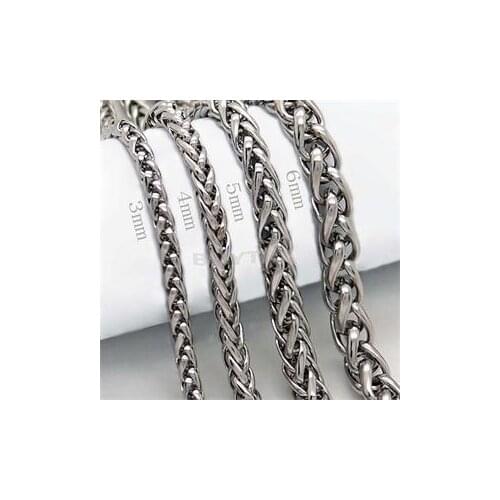 1PC Men Necklace Stainless Steel Jewelry Braided Link Wheat Chain Necklace Women Punk Rock Biker Gift