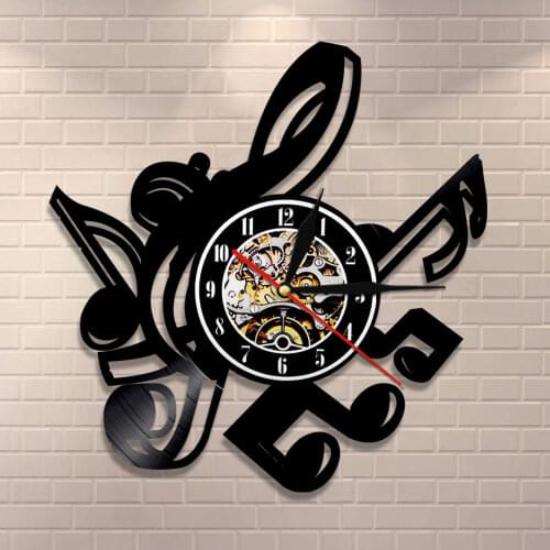 Treble Clef Wall Clock Hanging Home Decor Music Notes Wall Art Sheet Music Art Vintage Vinyl Record Clock Rock n Roll Music Gift