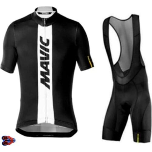 2019 New Team MAVIC Black Cycling Sets Maillot Ropa Ciclismo Jersey Men Summer Bike Jersey Set Bike Bicycle Wear 9D Gel