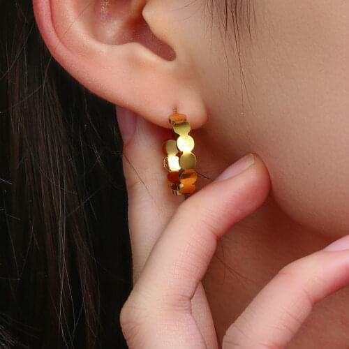 2021 New Eco-friendly Stainless Steel Matte Gold Small Disc Hoop Earrings for Women Minimalist Fashion Ladies Gold Hoops