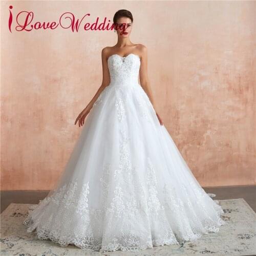 New Fashion Wedding Dress Sweetheart Lace Applique Bride Dress Custom made Ball Gown Plus size Wedding Dresses