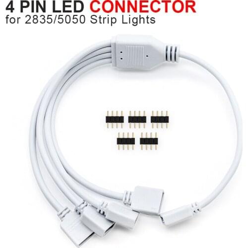 RGB 4Pin Splitter Cord Led Strip Lighting Extension Wire Connector for SMD5050 2835 3528 LED Strip Light Cable Female Connector