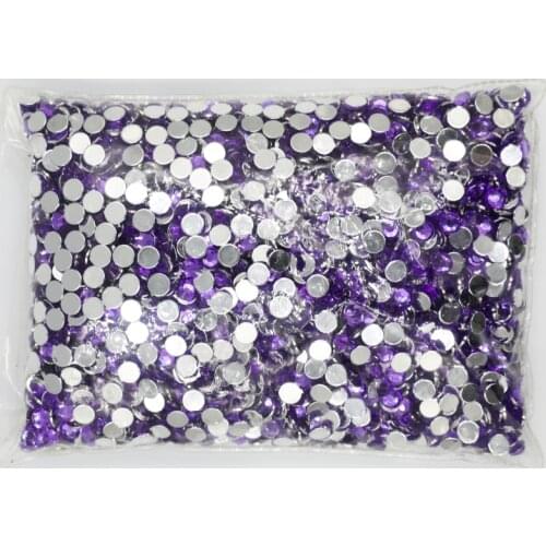 Mid Amethyst Color 1.5~12mm Flat Back Round Acrylic Rhinestones Beads,3D Acrylic Nail Art / Garment Decoration