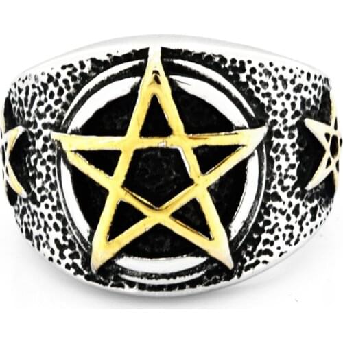FANSSTEEL Stainless Steel Jewelry Pentagram Star Ring FSR20W71