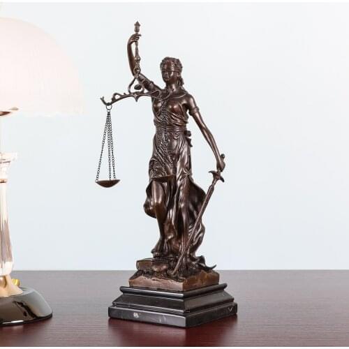 Lady Justice Greek Goddess Statue Bronze Blind Themis Justitia Sculpture Mythology Figurine Antique Art Home Decoration