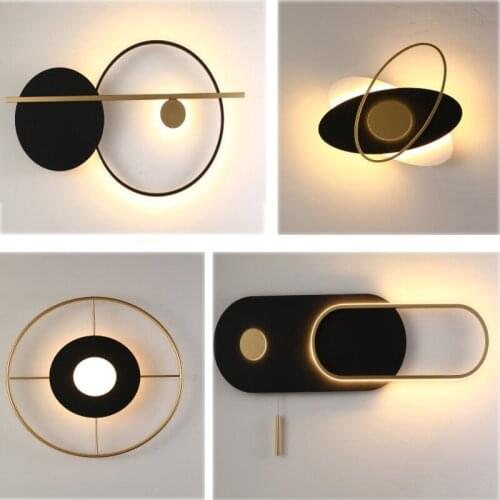 LED Postmodern Minimalist Wall Lamp Nordic Creative Living Room Bedroom Background Wall Lamp Hotel Room Warm Bedside Lamp