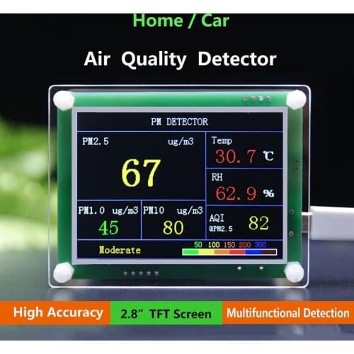 2.8'' High Rate Digital Car PM2.5 Air Quality Detector Tester Meter AQI Home Gas Monitor Excellent Performance PM 2.5 Detector