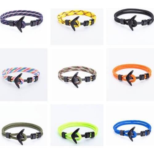 Anchor Hook Rope Multilayer Bracelet Wristband Men Nautical Wrap Around Bangle