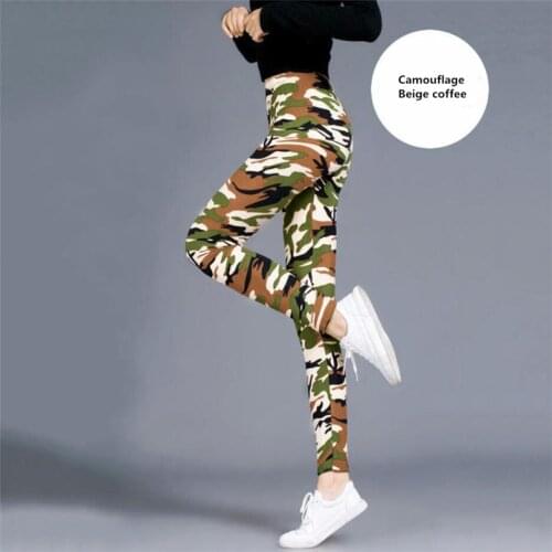 LJCUIYAO Women Camo Legging Skinny Leggings Elastic Waist Women Stretchy Workout Leggings Casual Printed Camouflage Fitness Pant