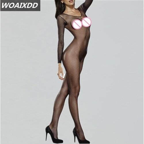 Plus Size XXL Fishnet Bodystockings Women Sex Costume Erotic Lingerie Suspenders Pantyhose Jumpsuit Transparent Siamese Bodysuit