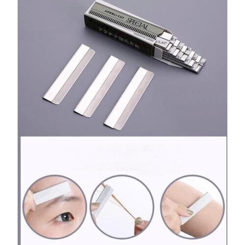 10Pcs Stainless Steel Multifunction Feather Blades Professional Hair Trimming Razor Blades Scraping Eyebrow Knife Blades