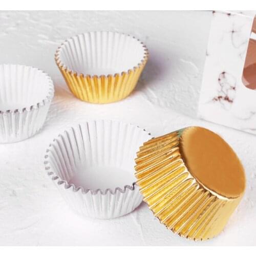 100pcs Gold Paper Cup DIY Cake Muffin Wrapper Paper Wedding Baby Shower Happy Birthday Cake Decorating Tools Baking Cakecup