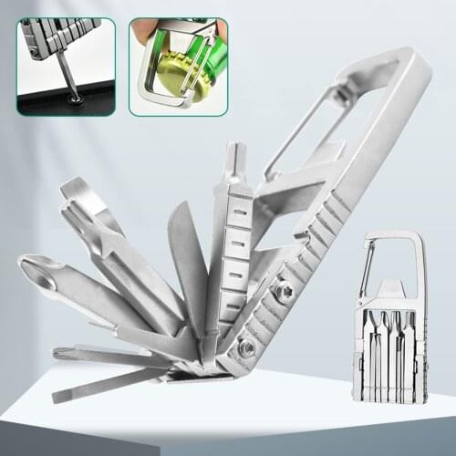 13-in-1 Multi-Tool Bottle Opener Screwdriver Measuring Ruler Stainless Steel Camping Mini Corkscrew Bicycle Repair Tool