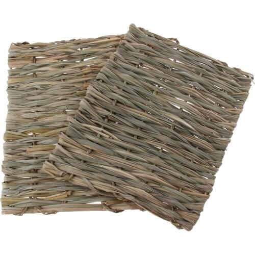 2x Handwoven Straw Rabbit Cage Mat Hamster Rabbit Squirrel House Sleep Bed