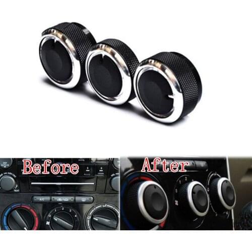 3Pcs Car Heat Control Air Conditioning A/C Knobs Switch Button Cover Cap Trim Sticker For 2014 3 Axela Car Styling Accessories