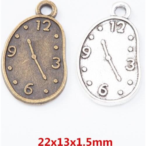 45 pieces of retro metal zinc alloy Clock pendant for DIY handmade jewelry necklace making 7417